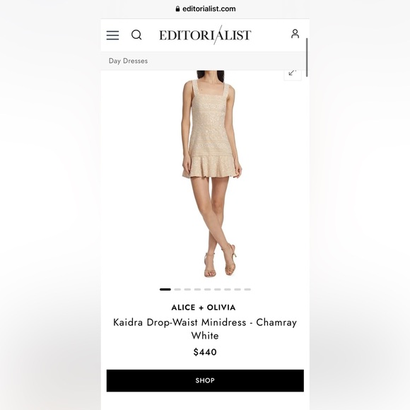 Alice+Olive Kaidra Drop-waist minidress Chamray White Size 2 NWOT - Picture 14 of 16